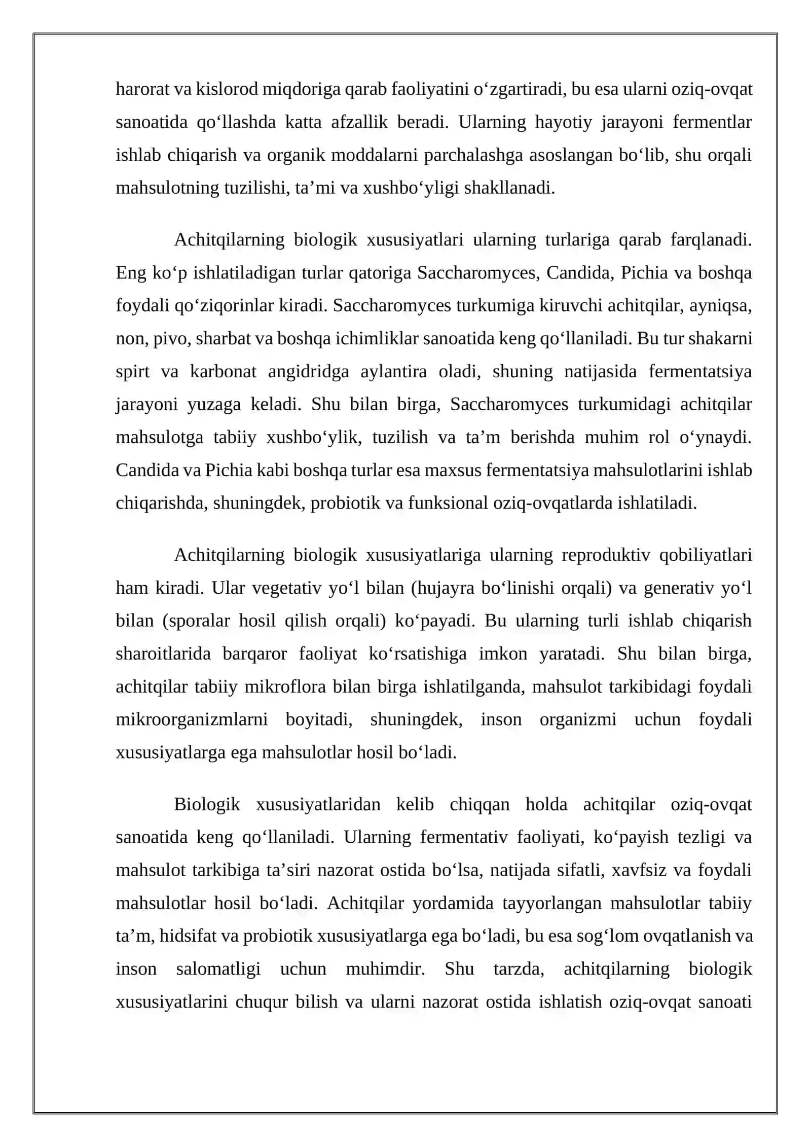 Achitqilarning oziq-ovqat sanoatida tutgan o'rni 3