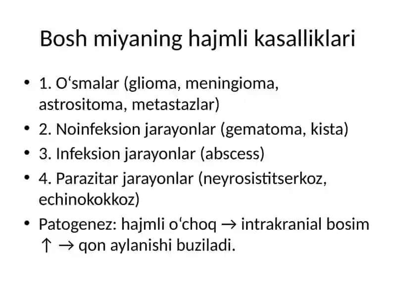 Bosh miyaning hajmli va parazitar kasalliklari 3