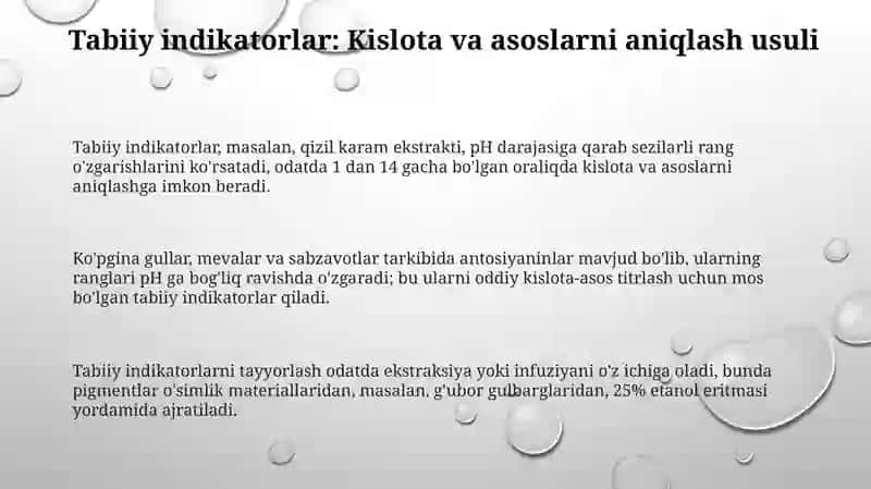 Tabiiy Indikatorlar: Kislota va Asoslarni Aniqlashning Oddiy Usuli 3
