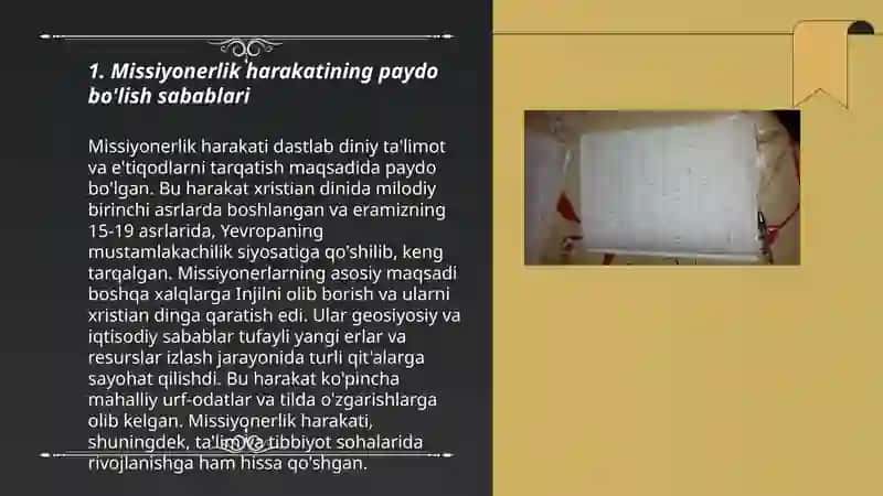 Missiyonerlik harakatining paydo bo'lish sabablari 3