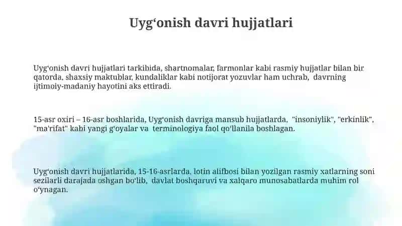 Hujjatlardagi zaruriy qismlar.Hujjatlarni paydo boʻlishi va tarixi 3