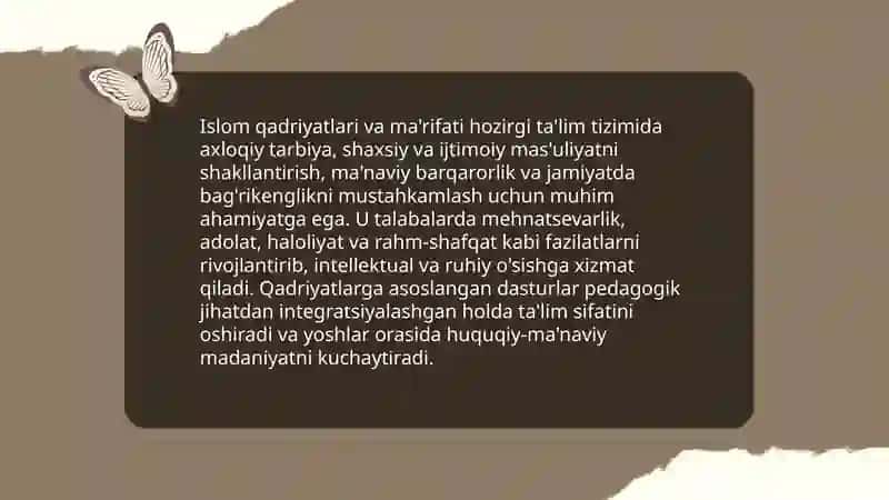 Islom qadriyatlari va ma'rifatining hizirgi davrdagi ahamiyati 3