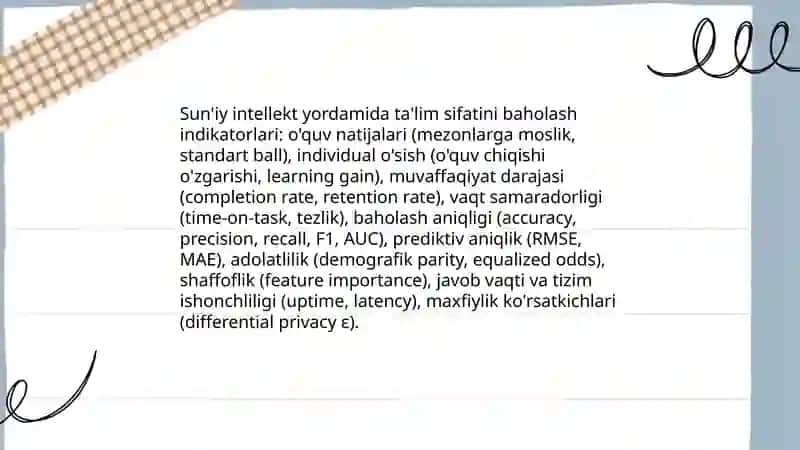 Sun'iy intellekt asosida ta'lim sifatini o'lchash imkoniyatlari 3