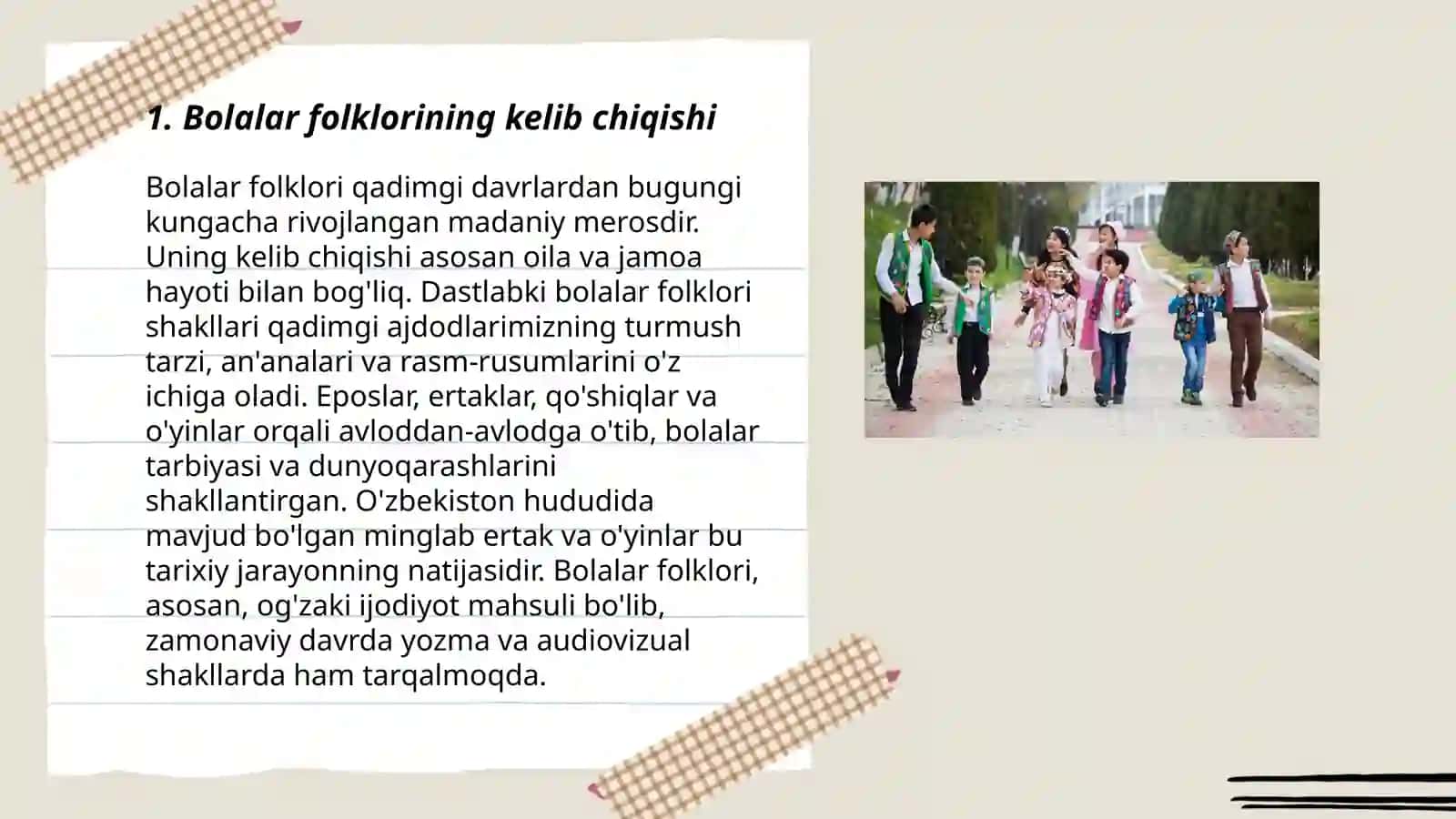 Bolalar folklari haqida tushuncha. Bolalar folklari tabiati va janr tarkibi 3