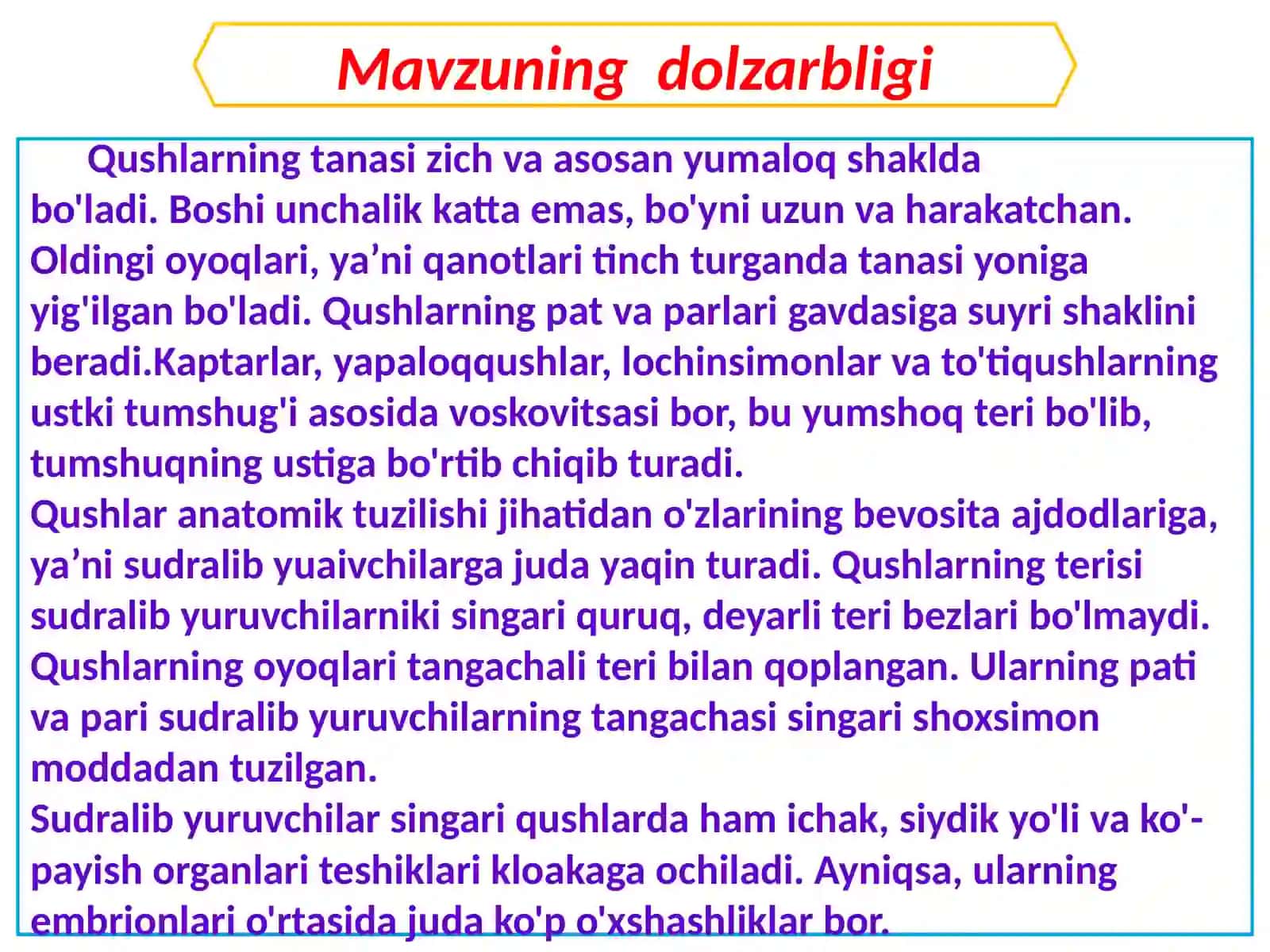 Qushlarning uchishga moslashish belgilari va uchish xillari 3