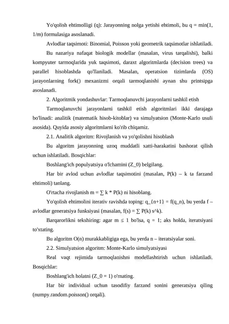 Tarmoqlanuvchi jarayonlarni tashkil etish (algoritm va dasturlari) 3
