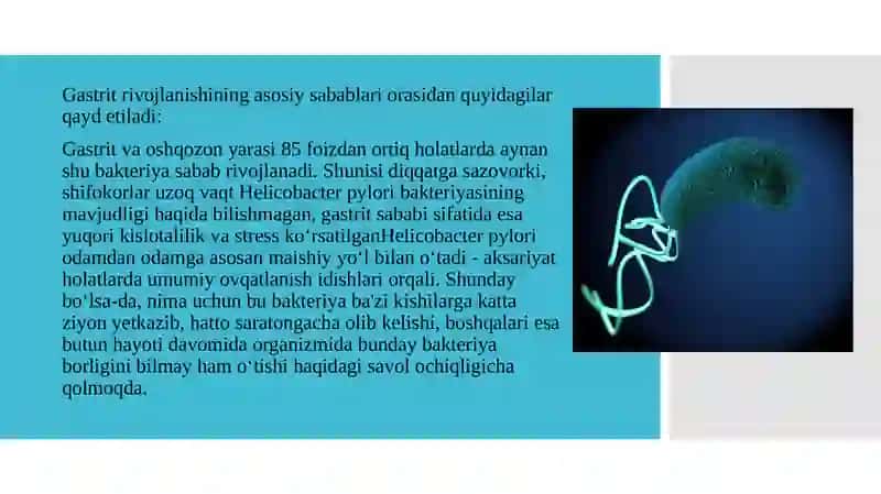 Gastrit, Oshqozon ichak yarasi va kolit kelib chiqishida mikroorganizmlarning ahamiyati, patogenezi, laboratoriya tashhisi 3