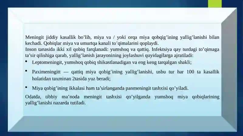 MENINGIT KASSALIGINING KELIB CHIQISHI SABABLI VA ASORATI 3