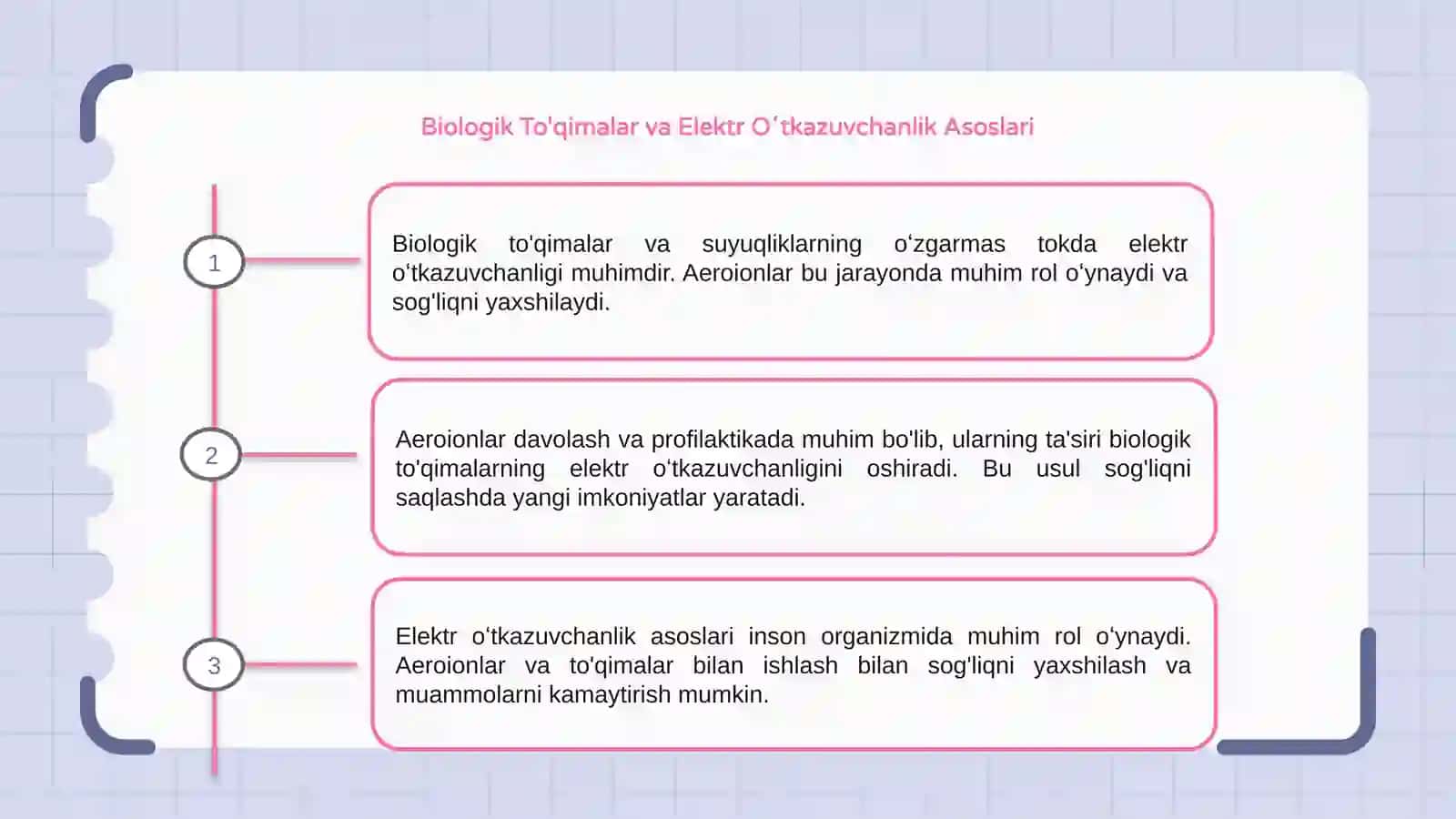 Biologik To'qimalar va Elektr O'tkazuvchanlik Asoslari 3