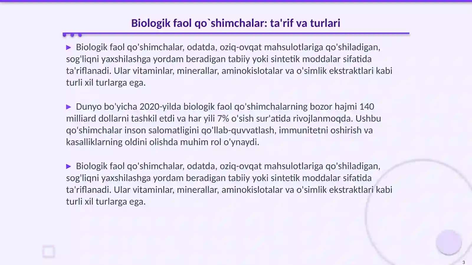 Biologik faol qo`shimchalar va dorivositalarining qiyosiy taxlili 3