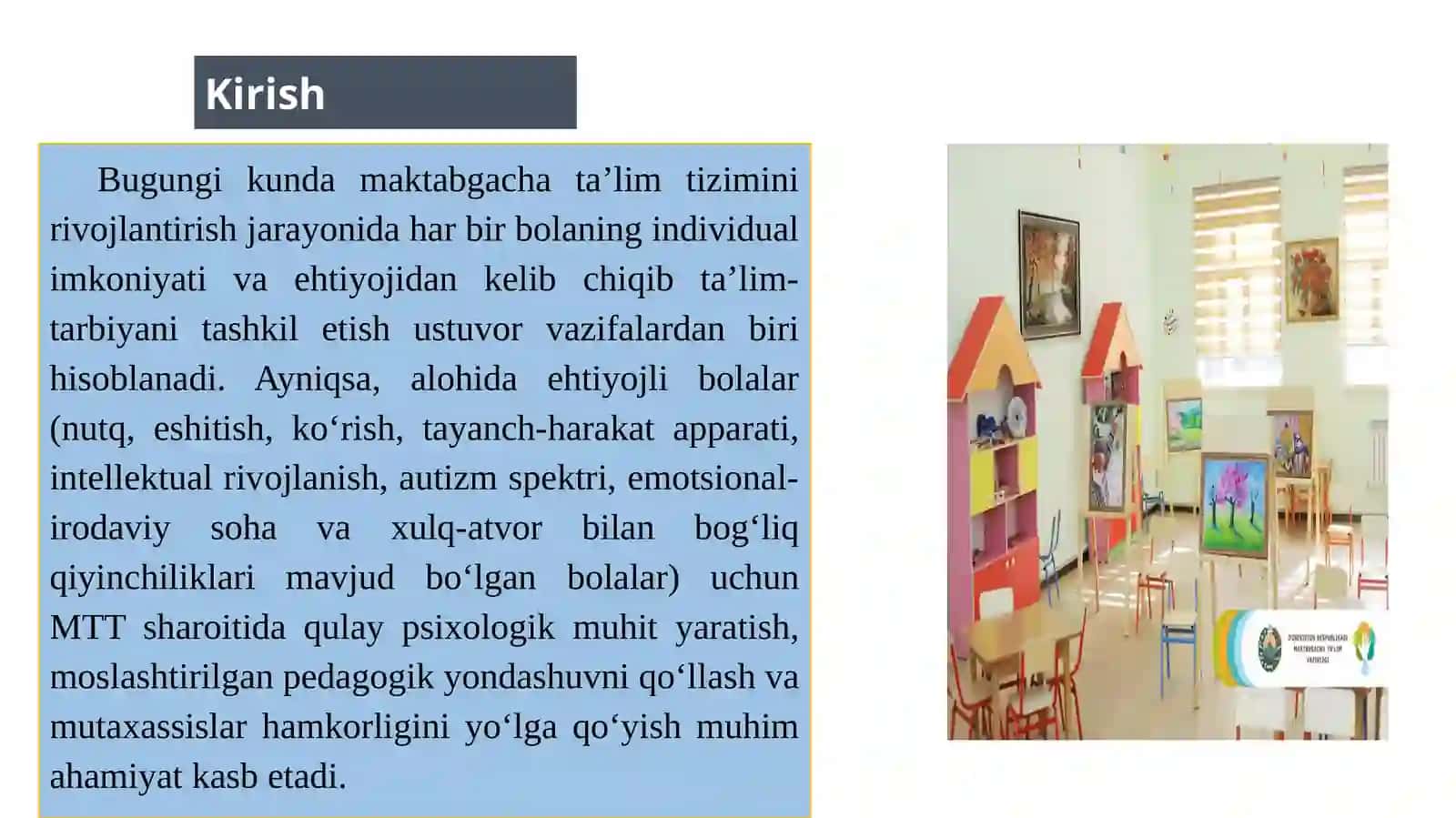 “MTT sharoitida alohida extiyojli bolalar uchun psixologik qo’llab-quvvatlash modeli” 3