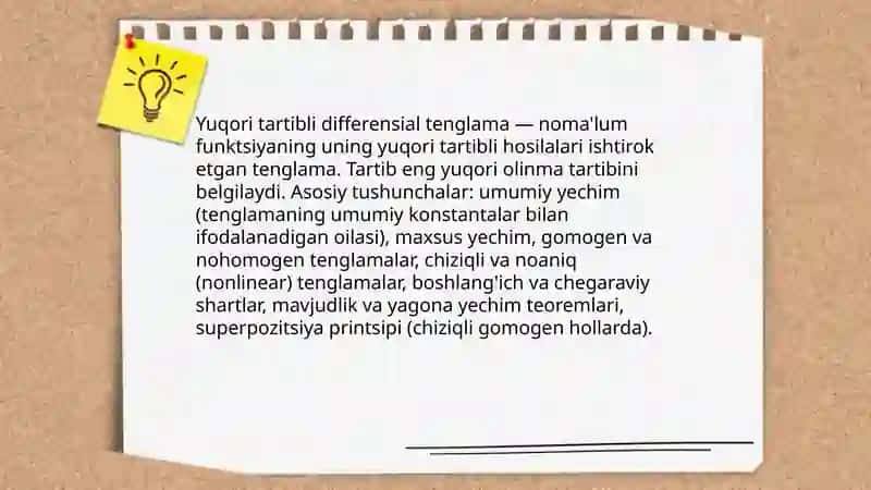 Yuqori tartibli differensial tenglamalar 3