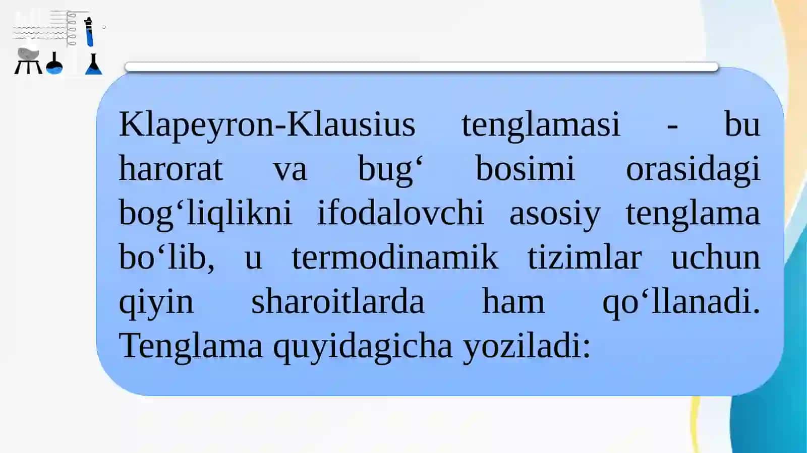 Suyuqliklarning toʻyingan bugʻbosimi 3
