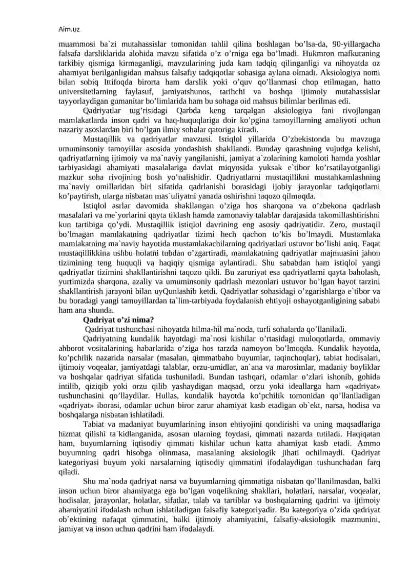 Qadriyatlar falsafasi 3