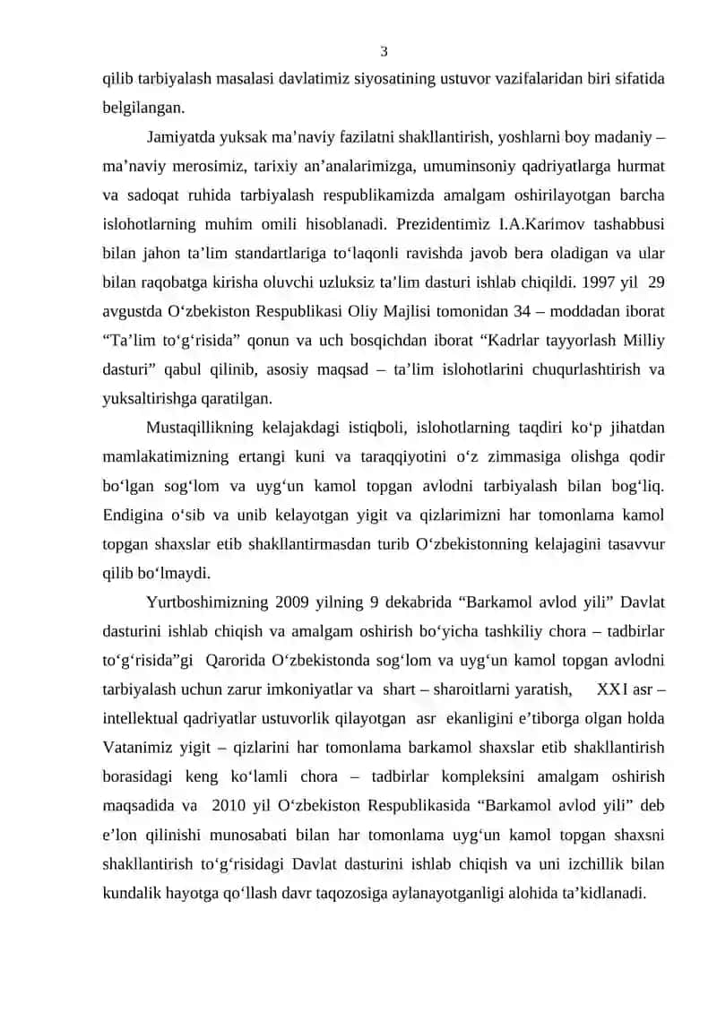 Boshlang`ich sinf o`quvchilarida milliy istiqlol mafkurasini shakllantirish 3