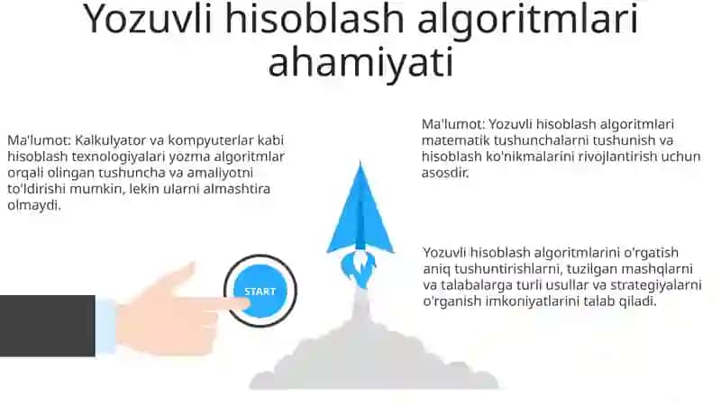 Ogzaki hisoblash texnologiyalari. Yozma hisoblash algoritmini o'rgatish 3