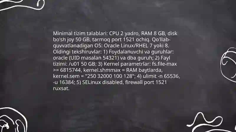 Oracle Ma'lumotlar Bazasini O'rnatish va Sozlash Jarayoni 3