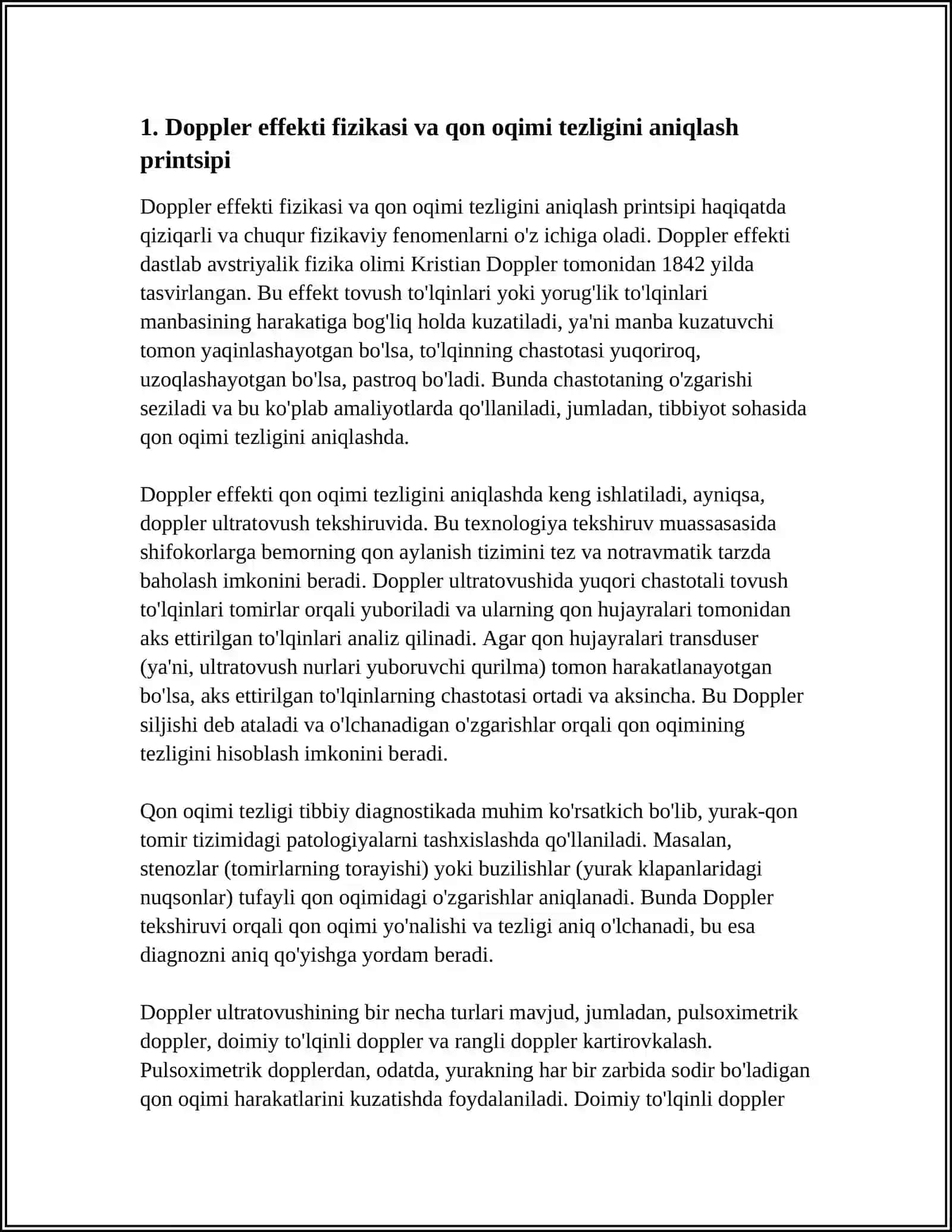 Doppler EFFEKTI. QON OQIMINI TEZLIGINI ANIQLASH 3