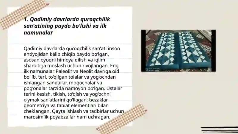 Quroqchilik sanʼati tarixi va uning rivojlanishi 3