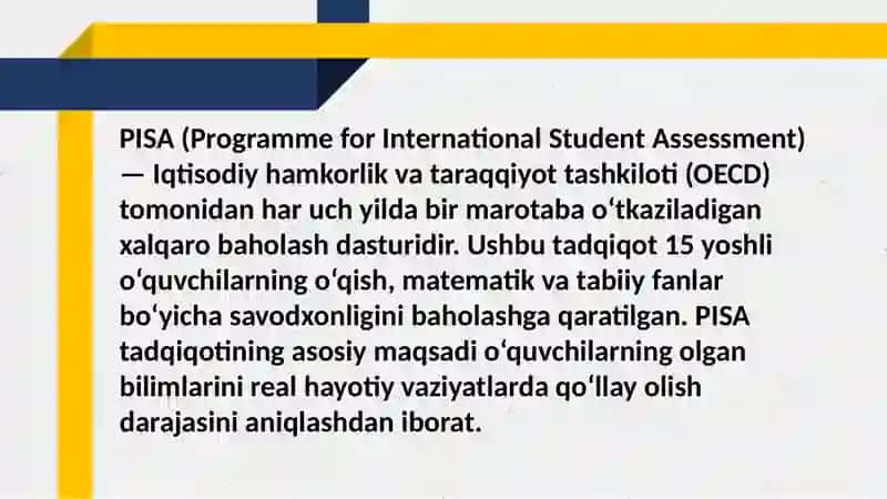 PISA tadqiqotlari haqida umumiy maʼlumotlar 3