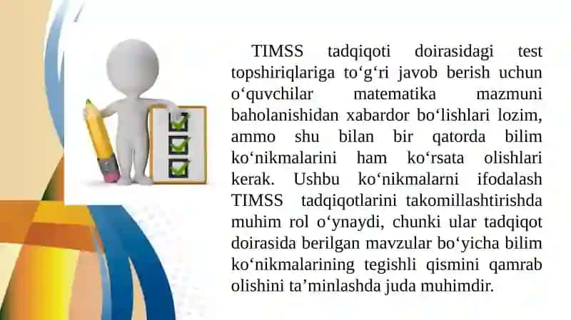 TIMSS XALQARO BAHOLASH DASTURIDA AQLIY FAOLIYAT TURLARI 3