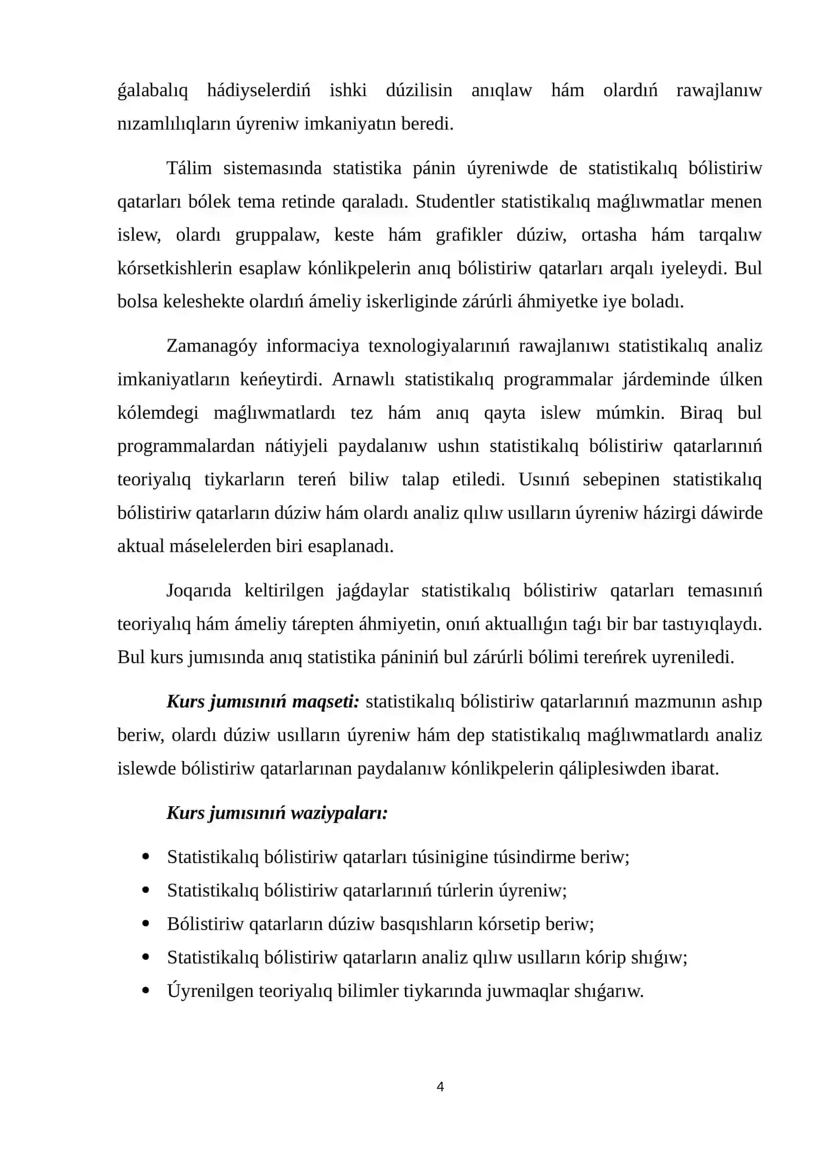 Statistikalıq bólistiriw qatarların dúziw hám olardı analizlew usılları 3