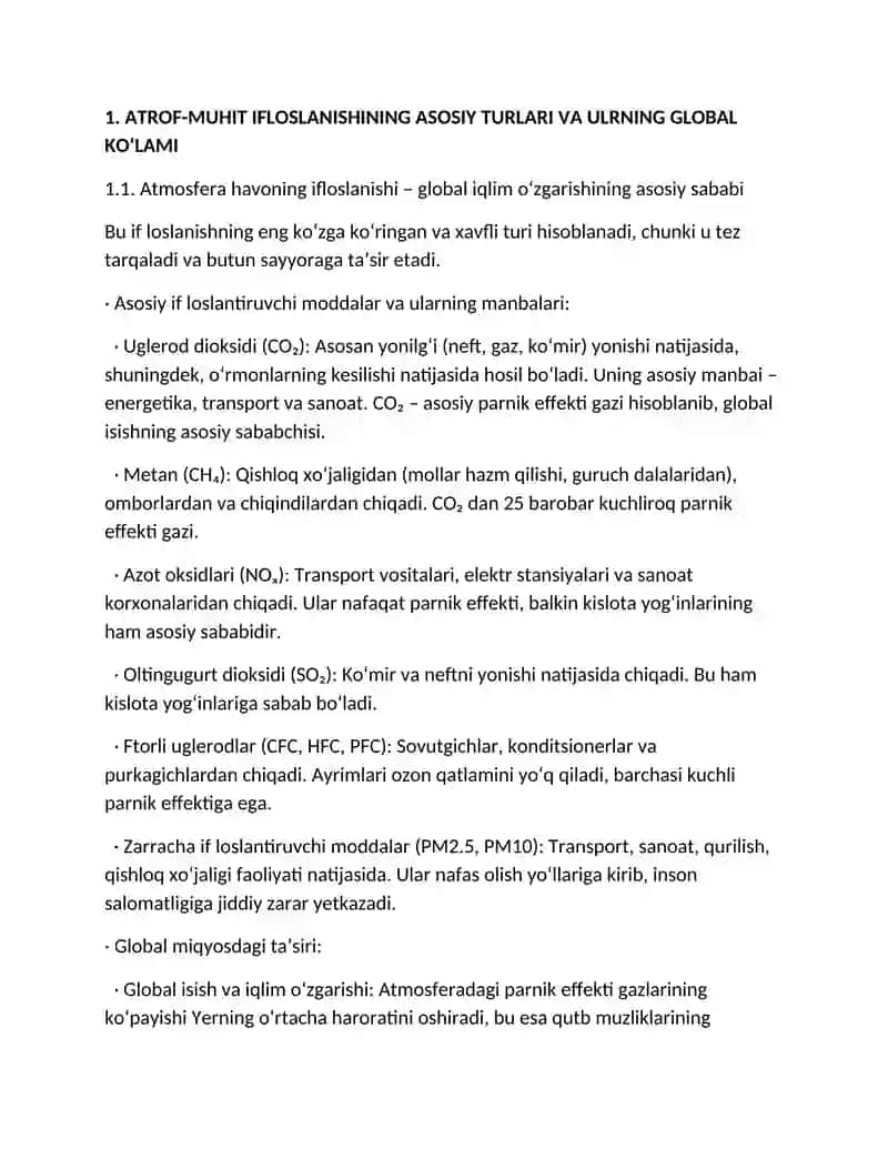 ATROF-MUHIT IFLOSLANISHINING ASOSIY TURLARI VA ULRNING GLOBAL KOʻLAMI 3