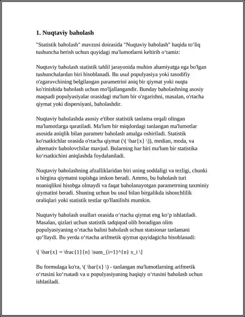 STATISTIKALIK BAHOLASH 3
