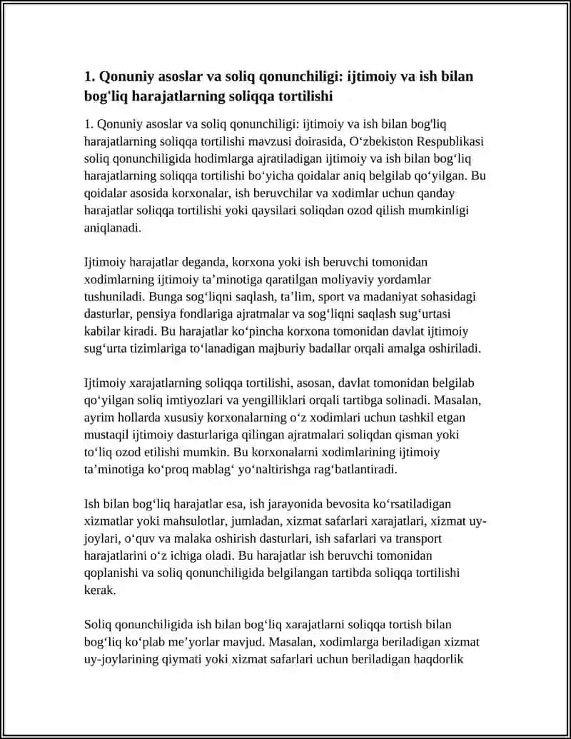 HODIMLARGA AJRATILINADIGAN IJTIMOIY HARAJATLAR VA ISH BILAN BOG'LIQ HARAJATLARNING SOLIQQA TORTILISHI 3