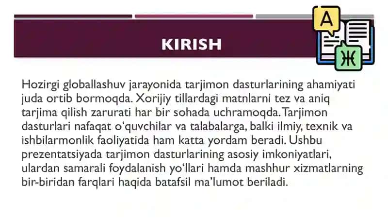 Tarjimon dasturlar va ulardan foydalanish asoslari, ularning farqlari 3