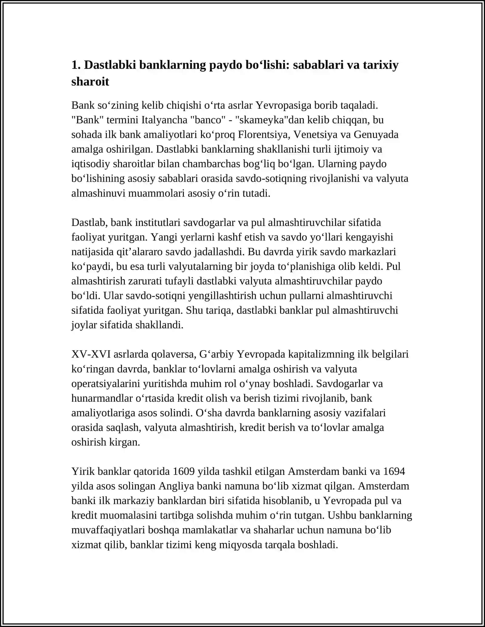 DASTLABKI BANKLARNING PAYDO BOʻLISHI VA VAZIFALARI 3