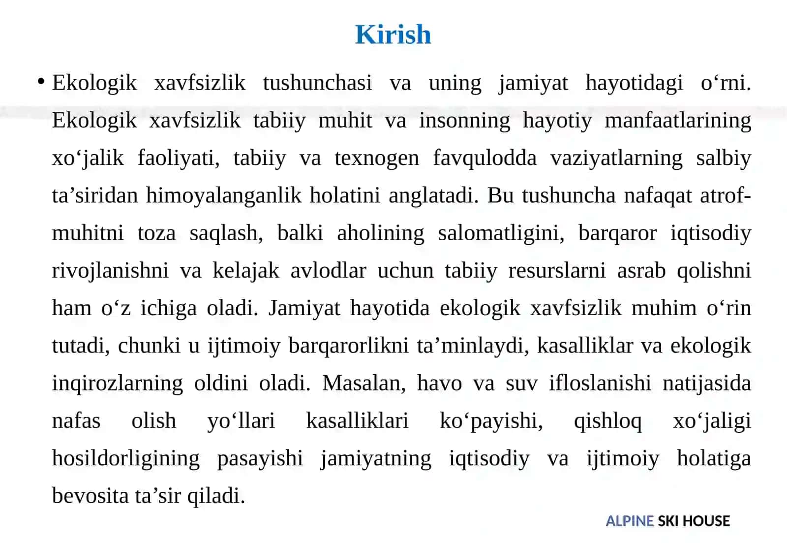 Ekologiya, atrof-muhitni muhofaza qilish va tabiatdan foydalanish sohasidagi ma’m 3