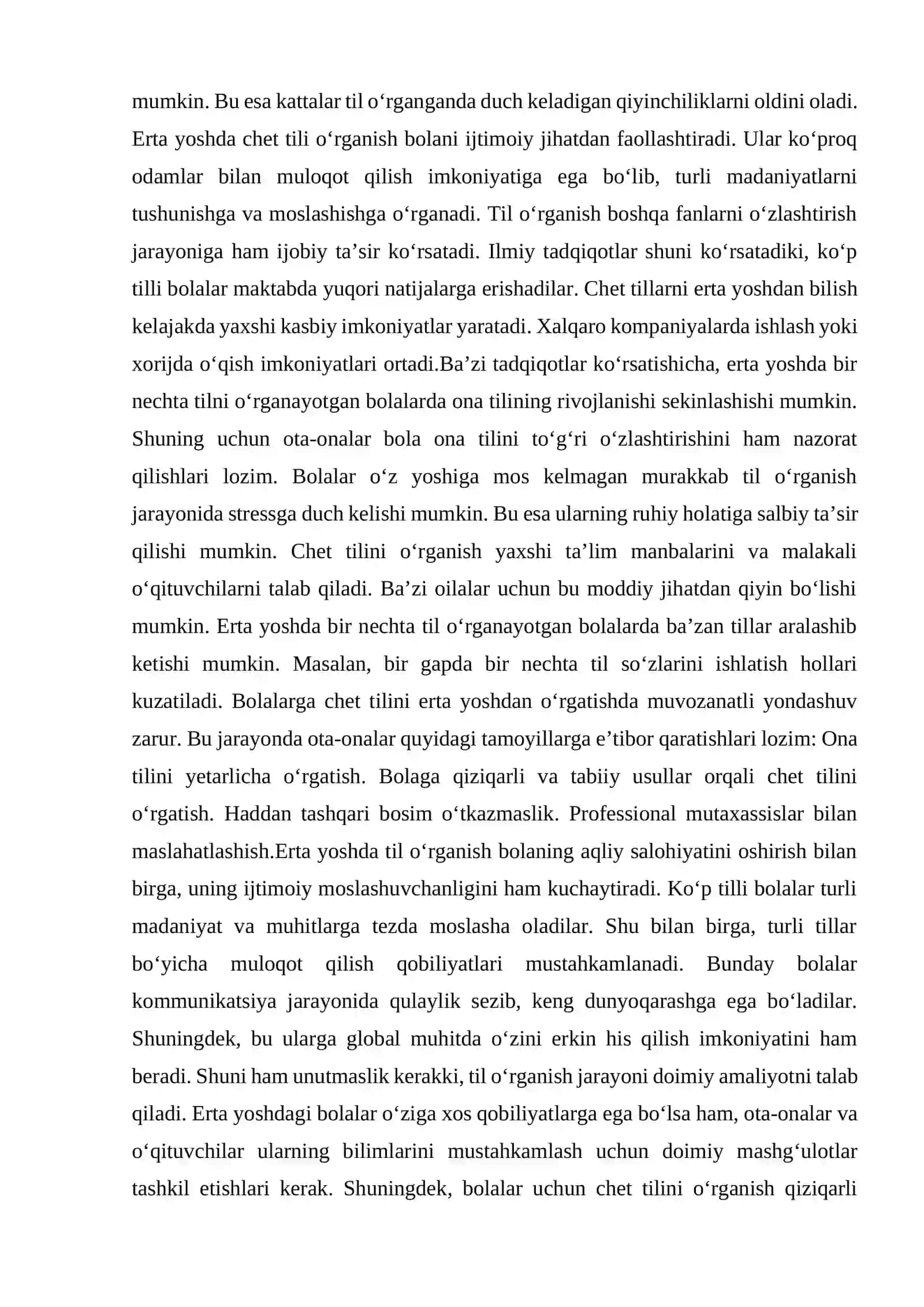 Bolalarga chet tilini erta yoshdan o'rgatishning afzalliklari va kamchiliklari 3