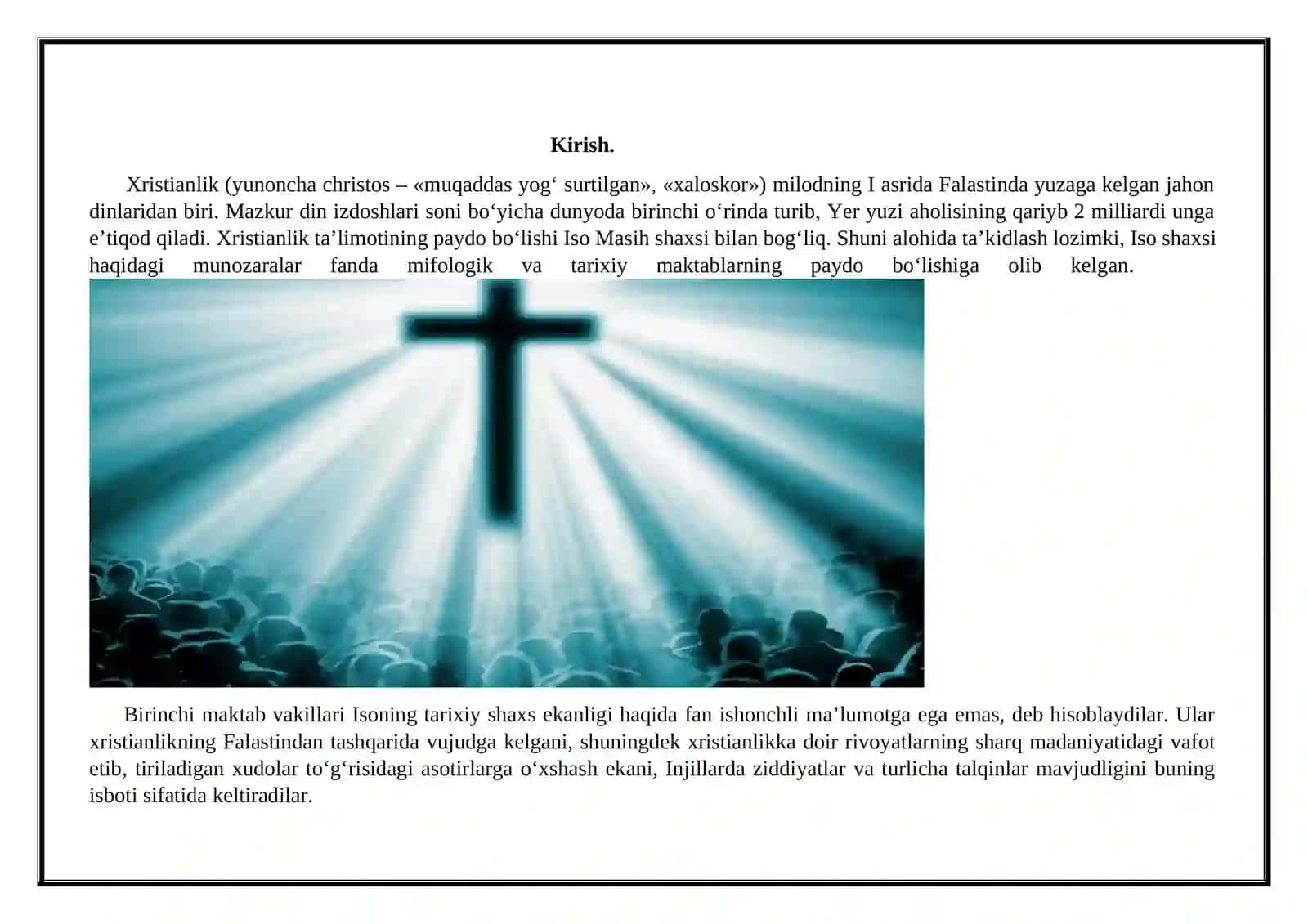 Xristianlik dini mustaqil ish 3
