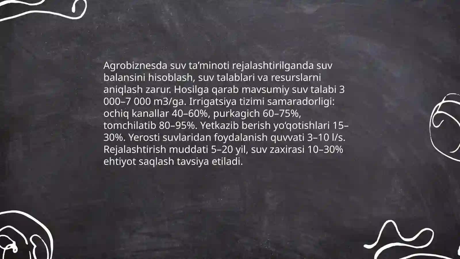 Agrobiznesda suv resursladidan foydalanishni tashkil etish 3