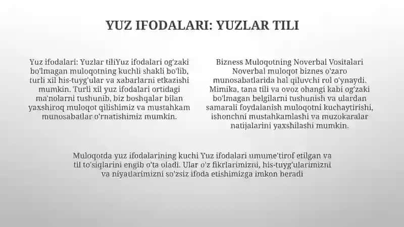 Bizness Muloqotning Noverbal Vositalari 3