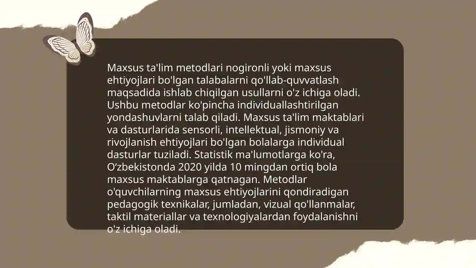 Imkonyati cheklangan bollarni uqitishda taʼlim metodlari va talimni tashkil etish shakilarini va turlari toʻgrisida bilimlarni berish 3