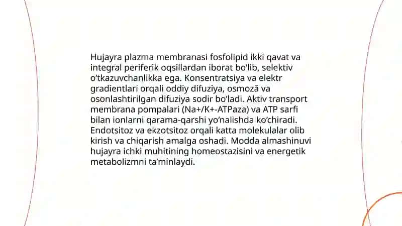 Hujayrada modda va energiya almashunuvi 3