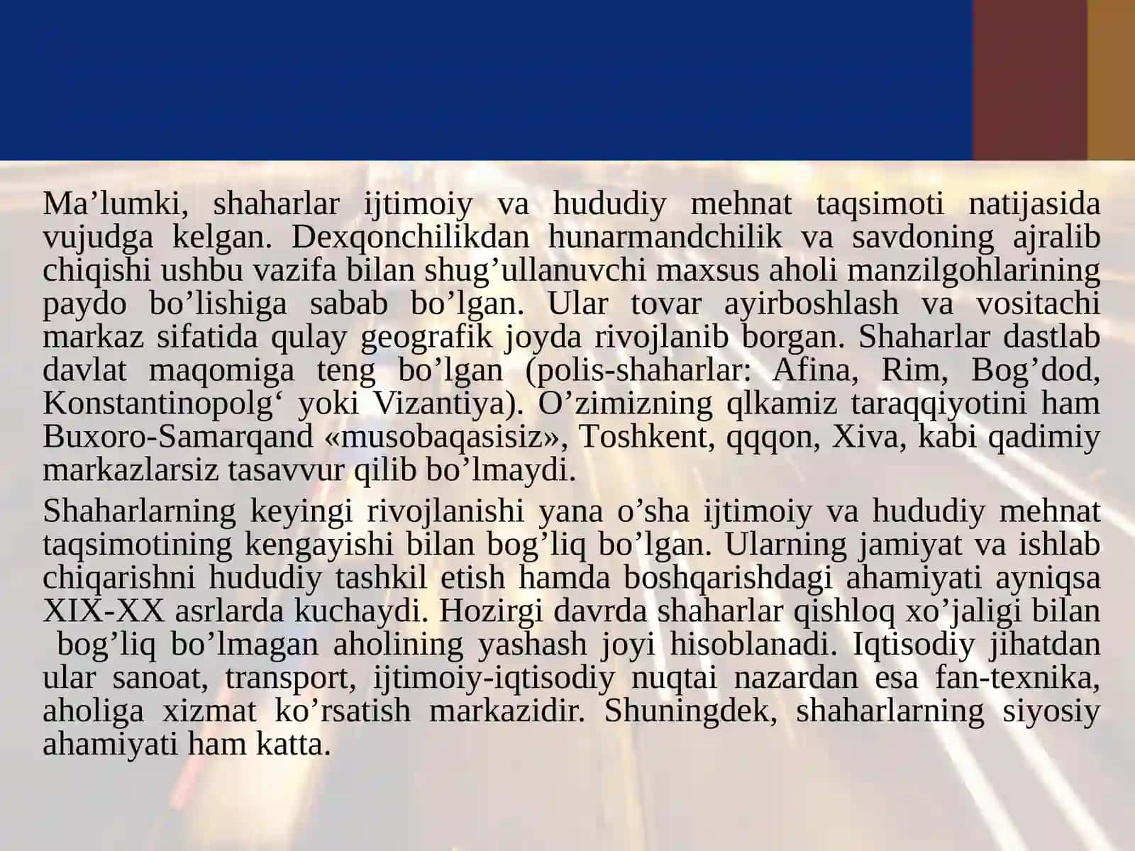 Hududiy majmualar va shaharlar rivojlanishi 3