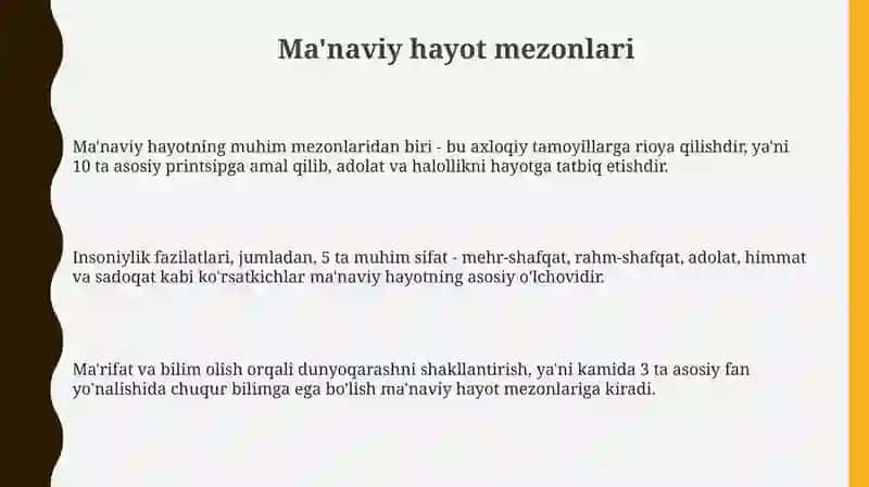 Ma’naviy hayot mezonlari 3