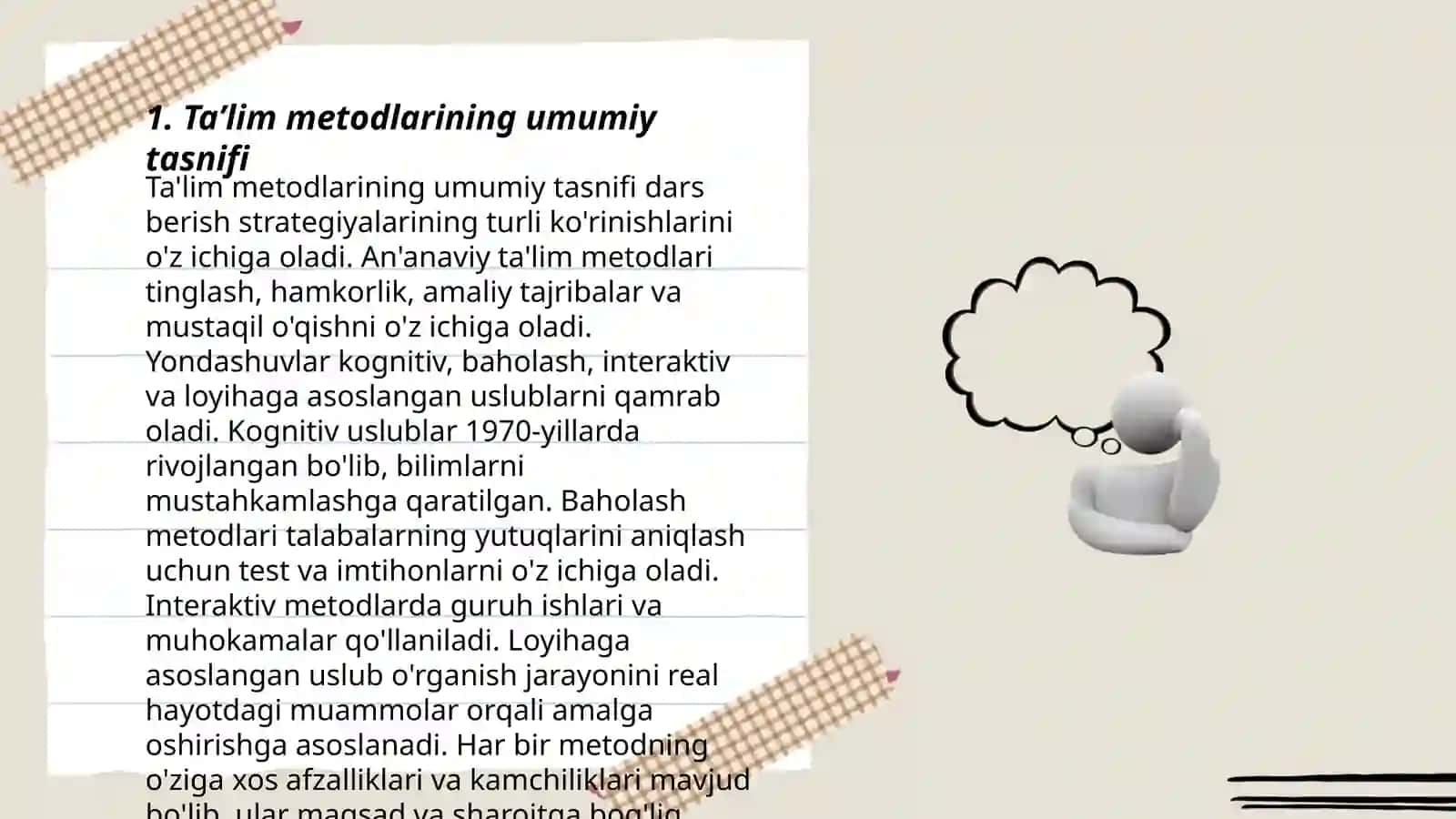 Ta'lim metodlarining umumiy tasnifi 3