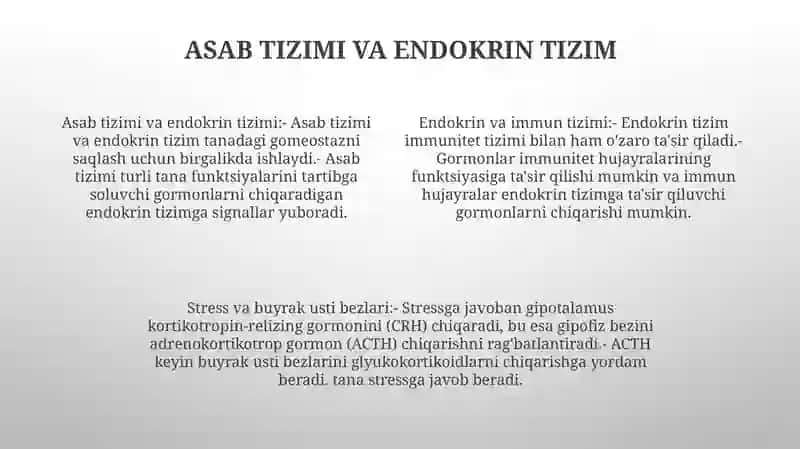 Endokrin Va Nerv Tizimi Aloqasi Endokrin Va Immun Tizimning Ozaro Aloqasi Stress Holda Buyrak Usti Postlog'Ining Garmonlarining Roli Va Hujayralarning Morfalogik Tuzilishi 3