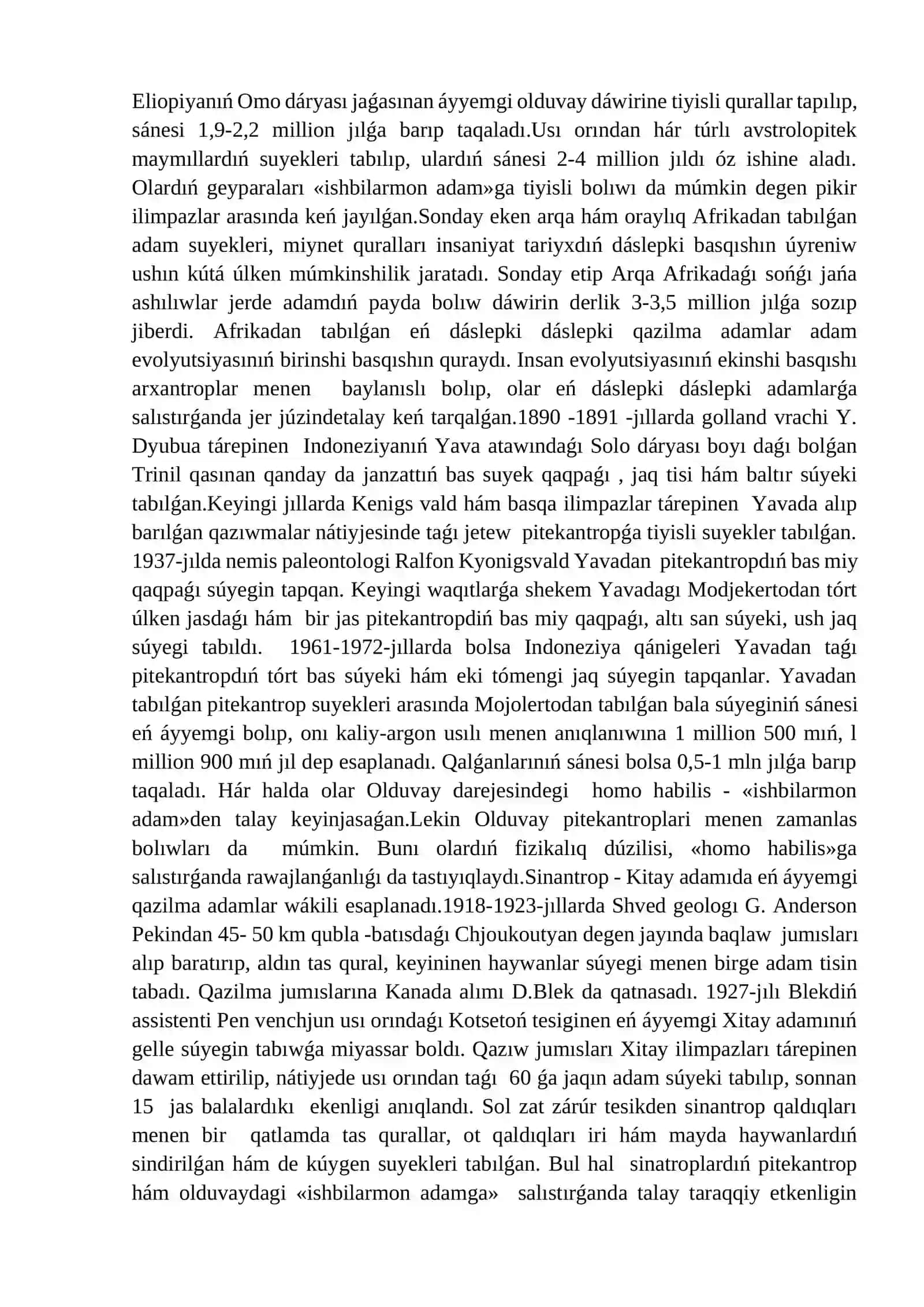 Homo sapiens payda boliwi ham antropogenez processinin juwmaqlaniwi 3