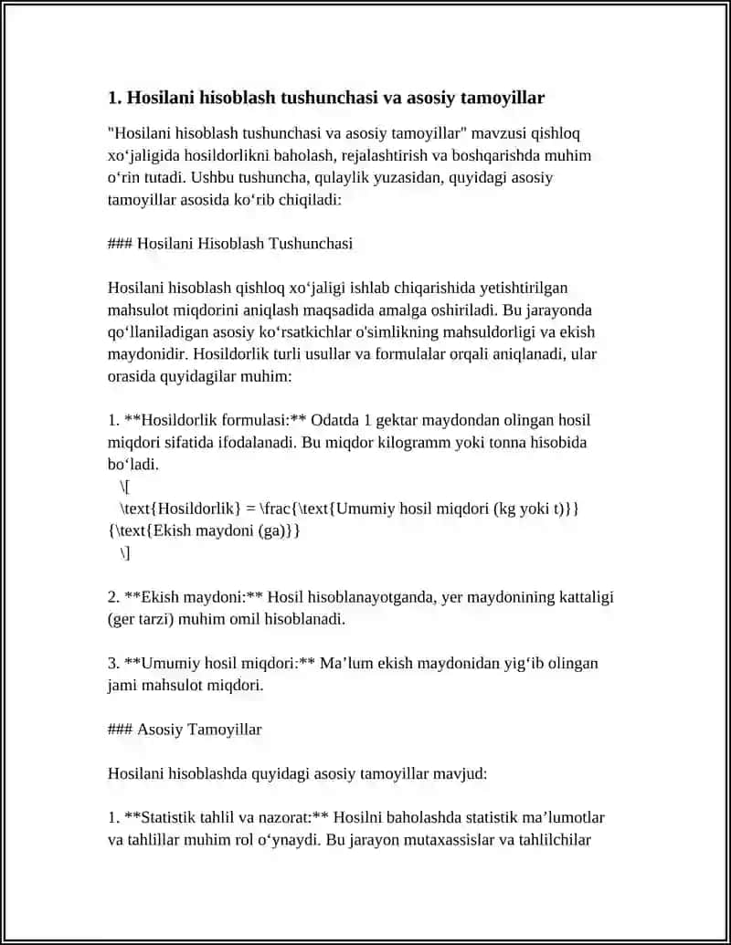 HOSILANI HISOBLASH QOIDALARI 3