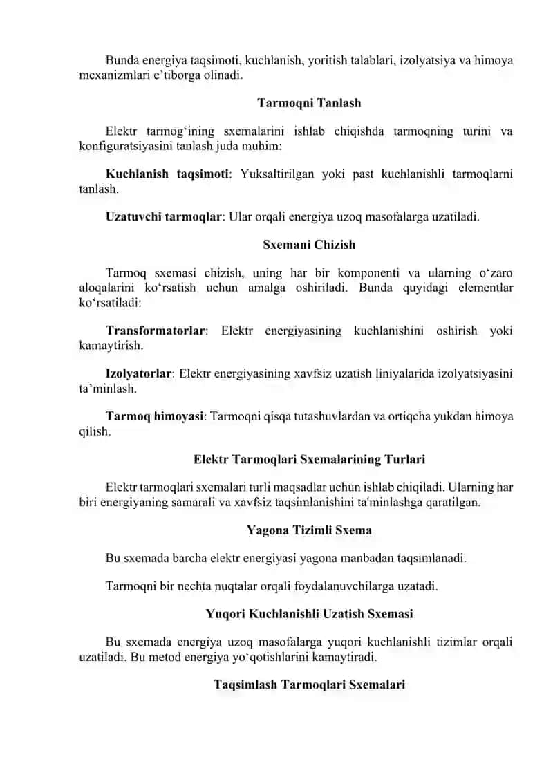 Mustaqil ish "Elektr tarmoqlar sxemalarini ishlab chiqarish" 3