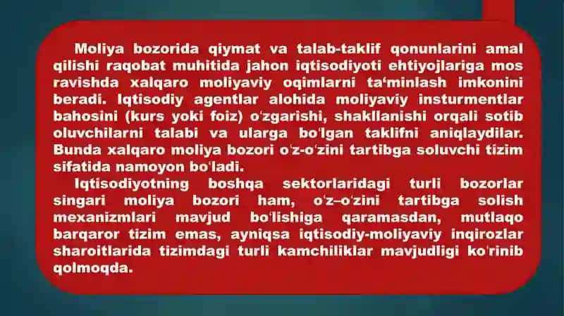 Xalqaro moliya bozorini tartibga solish 3