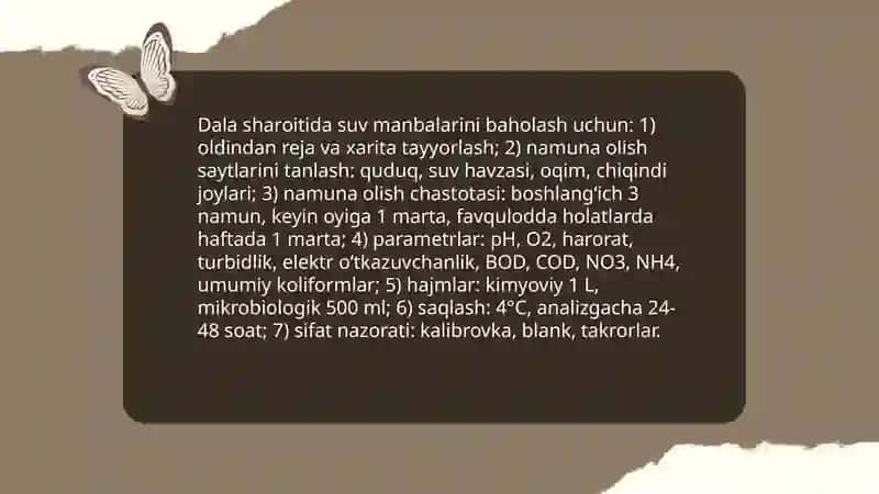 Dala sharoitida suvning sifatini yaxshilash va uni baholash usullari 3