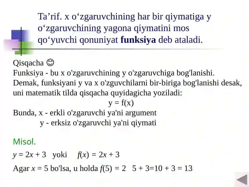 Funksiya va uning grafigi 3