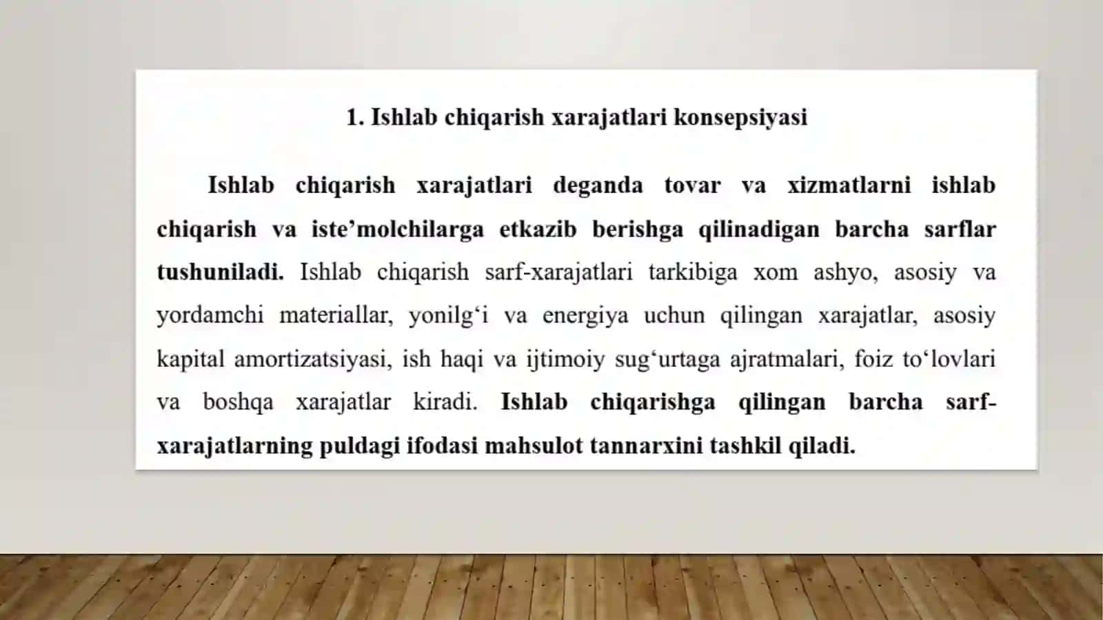 ISHLAB CHIQARISH XARAJATLARI, ISH HAQI, DAROMADLAR VA FOYDA 3