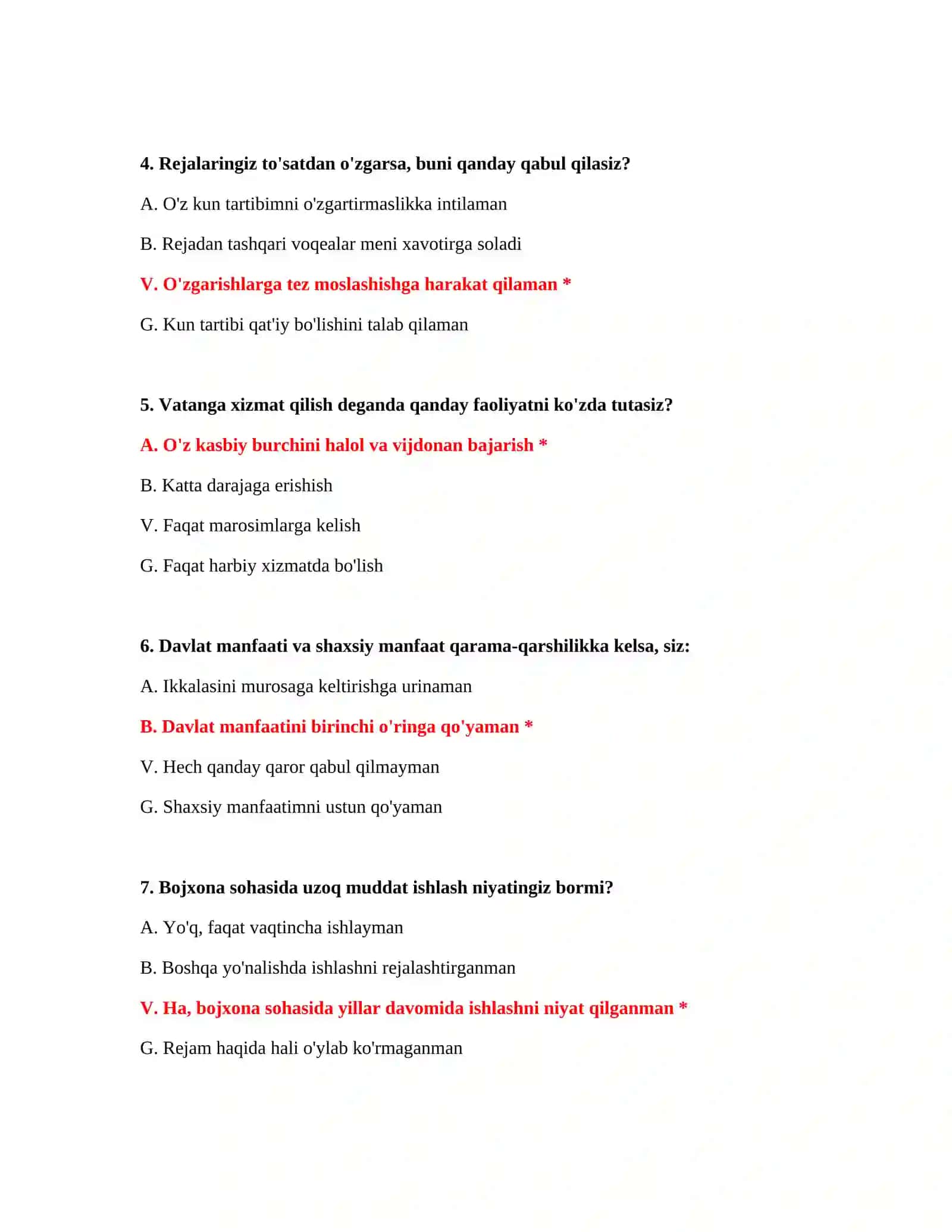 Bojxona test savollari javoblari Word 3